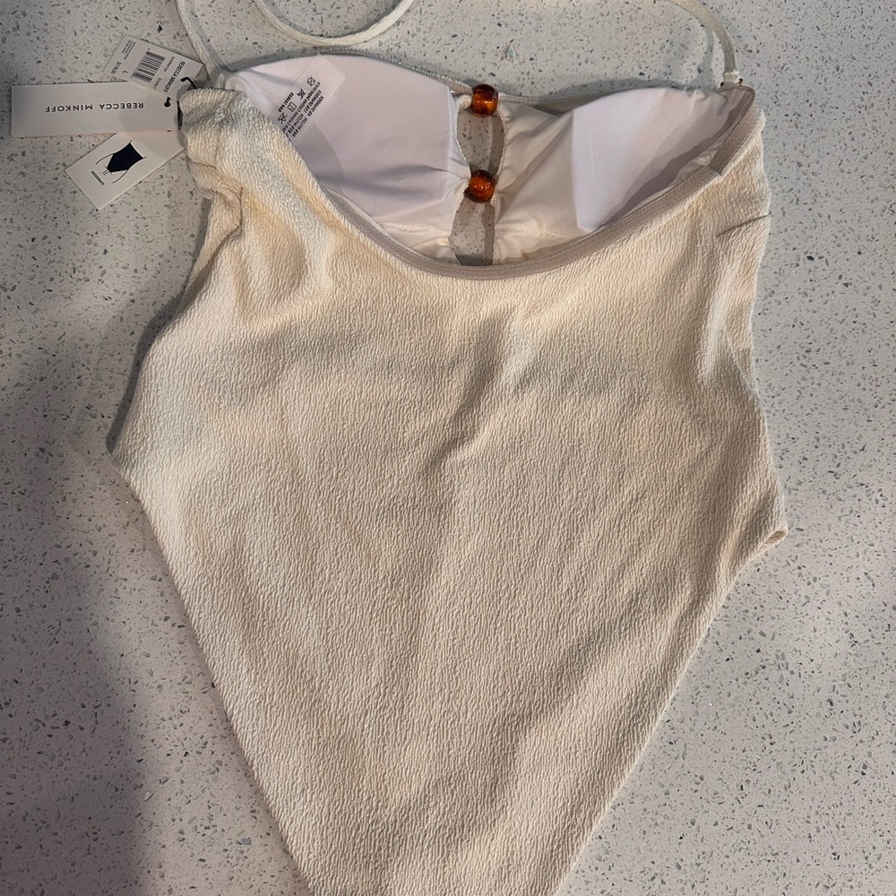 Rebecca Minkoff Cream One-Piece Swimsuit with Amber Bead Accents - Picture 2 of 2